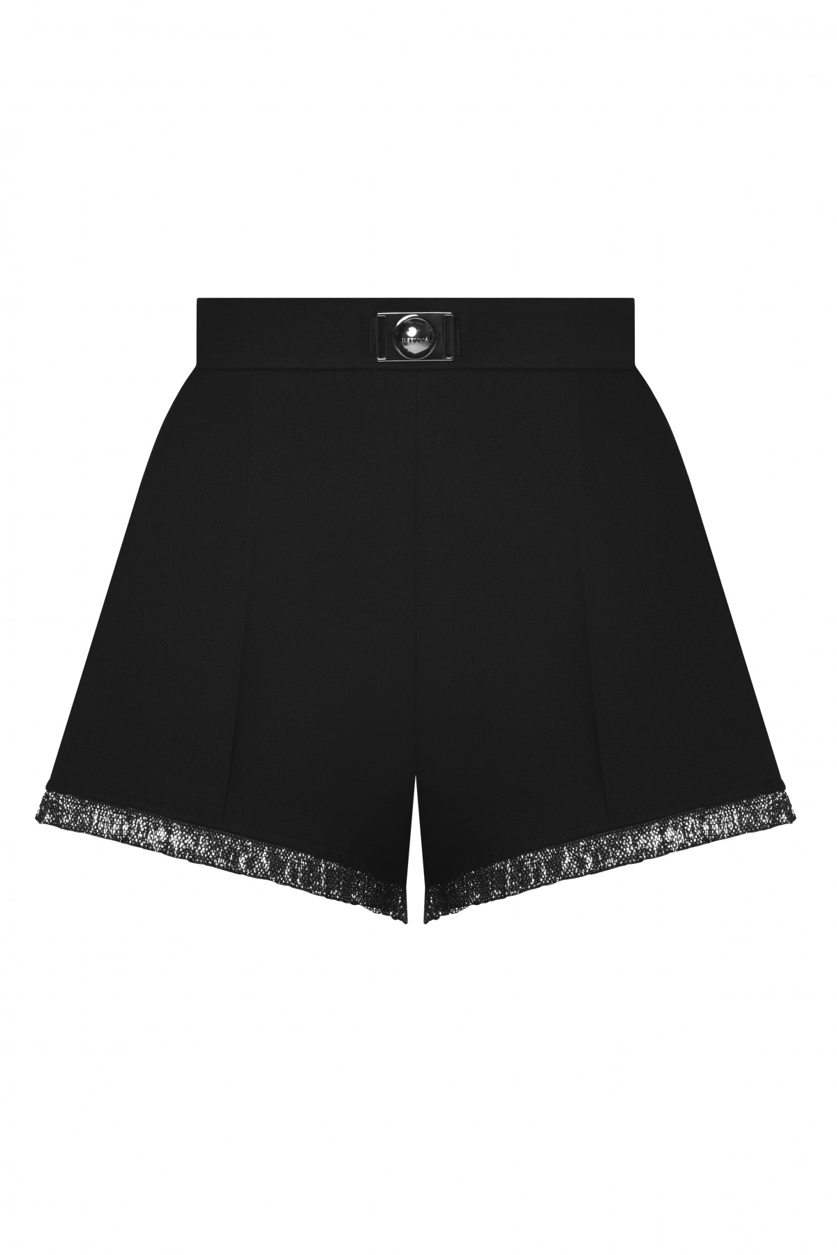 GEORGE KEBURIA - METALLIC LACE-TRIMMED SHORTS